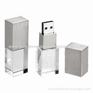 Transparent Crystal USB Flash Disks, 1 to 32GB Capacities